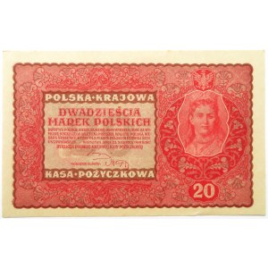 Polska, II RP, 20 marek 1919, II seria V, UNC