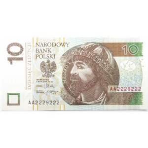 Polska, III RP, 10 złotych 2012, seria AA 2229222, UNC