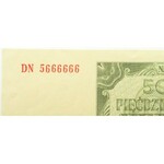Polska, RP, 50 złotych 1948, seria DN, super numer 5666666