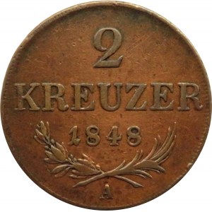 Austria, Wiosna Ludów 1848-49, 2 kreuzer (krajcar) 1848 A, Wiedeń