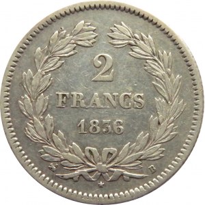 Francja, Filip Ludwik I, 2 franki 1836 B, Rouen