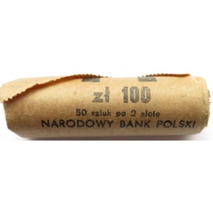 Polska, PRL, 2 złote 1987, rolka bankowa 1 X 50 sztuk