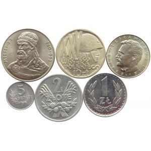 Polska, PRL, lot 6 monet , aluminium, miedzionikiel