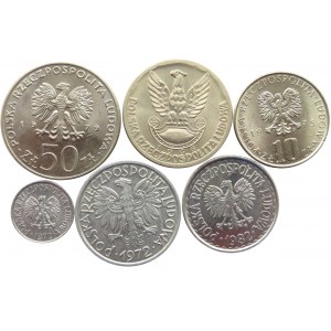 Polska, PRL, lot 6 monet , aluminium, miedzionikiel