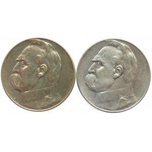 Polska, II RP, J. Piłsudski 5 złotych 1935-36, Warszawa, 2 sztuki