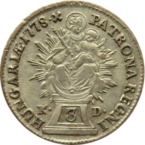 Austria, Maria Teresa, 3 krajcary 1778 B, Kremnica, ładny egzemplarz