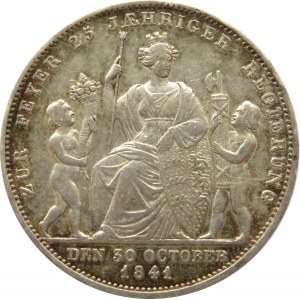 Niemcy, Wirtembergia, Wilhelm, gulden 1841, 25 lat panowania, Stuttgart