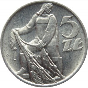 Polska, PRL, Rybak, 5 złotych 1959, UNC