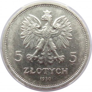 Polska, II RP, 5 złotych 1930, Sztandar, Warszawa, PCGS AU58