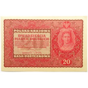Polska, II RP, 20 marek 1919, II seria CL, UNC