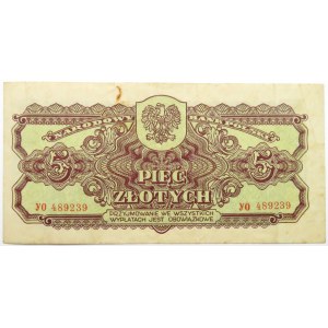 Polska Ludowa, seria lubelska, 5 złotych 1944, seria YO ...-owe