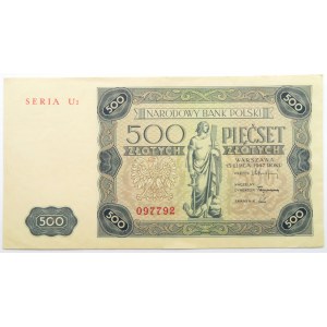 Polska, RP, 500 złotych 1947, seria U2, piękne