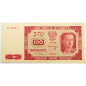 Polska, RP, 100 złotych 1948, seria U, przepiękne!