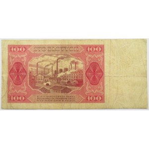 Polska, RP, 100 złotych 1948, seria FY, bez ramki wokół niminału