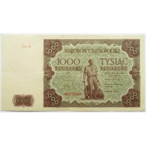Polska, RP, 1000 złotych 1947, seria A, ładne