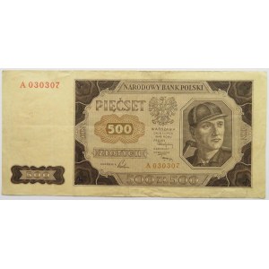 Polska, RP, 500 złotych 1948, seria A, BARDZO RZADKIE!
