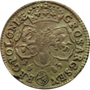 Jan III Sobieski, szóstak 1683 TLB, Bydgoszcz, herb Jelita, 10 klejnotów w koronie, bardzo ładny