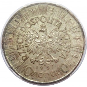 Polska, II RP, Józef Piłsudski, 10 złotych 1937, Warszawa, PCGS MS62