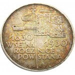 Polska, II RP, 5 złotych 1930, Sztandar, Warszawa, kolorowa patyna