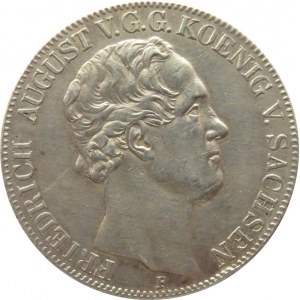 Niemcy, Saksonia, 2 talary 1854 F, Stuttgart, ładne i rzadkie