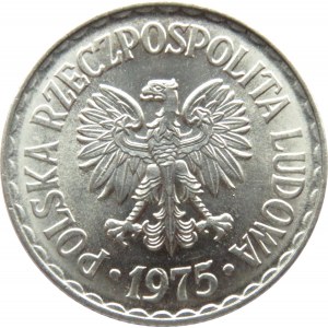 Polska, PRL, 1 złoty 1975 bez znaku, UNC