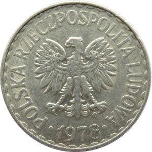 Polska, PRL, 1 złoty 1978 ze znakiem mennicy, Warszawa, inny krój 8