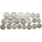 Polska, PRL, lot monet aluminiowych, 21 sztuk, UNC/UNC-