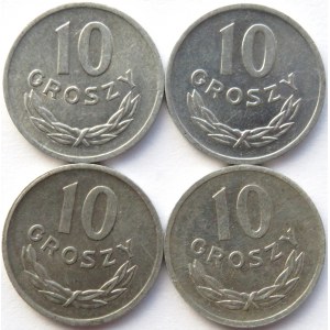 Polska, PRL, lot czterech 10 groszy 1961-1969, Warszawa