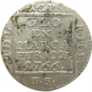 Stanisław A. Poniatowski, grosz srebrny (ćwierćłzłotek) 1766 F.S