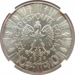 Polska, II RP, Józef Piłsudski, 10 złotych 1939, Warszawa, NGC MS63, piękny