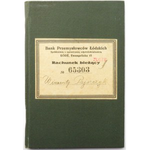 Polska, II RP, Bank Przemysłowców Łódzkich, książeczka - rachunek bieżący 1927-28