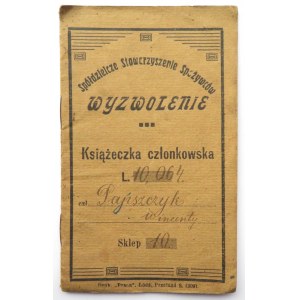 Polska, II RP, SSS Wyzwolenie, książeczka członkowska nr 10064, lata 1921-1925