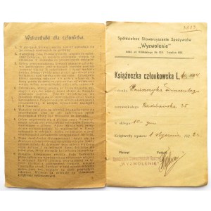 Polska, II RP, SSS Wyzwolenie, książeczka członkowska nr 10064, lata 1921-1925
