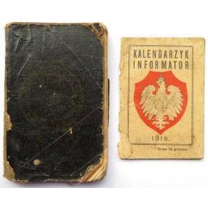 Polska, II RP, Wincenty Pajszczyk - kalendarzyki z 1911 (j. rosyjski), 1916 (j. polski), pocztówki patriotyczne