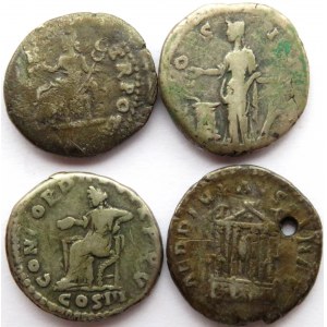Rzym, Cesarstwo, lot 4 denarów, I-II w.n.e., Wespazjan, Antoninus Pius, Marek Aureliusz I Faustyna Starsza