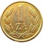 Polska, PRL, moneta-wpinka, wybita stemplem 1 złotego 1989 na krążku z brązu, RZADKOŚĆ!