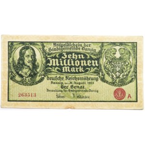 Wolne Miasto Gdańsk, 10 milionów marek 1923, seria A