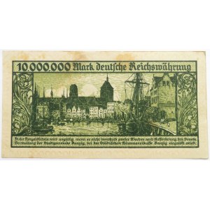 Wolne Miasto Gdańsk, 10 milionów marek 1923, seria A, bardzo ładny
