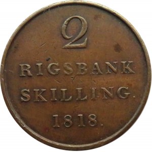 Szwecja, 2 Skilling (1/48 rigsbankdaler) 1818, Altona