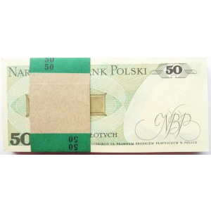 Polska, PRL, paczka bankowa 50 złotych 1988, seria GT - idealna!