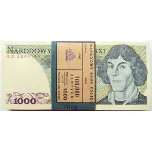 Polska, PRL, paczka bankowa 1000 złotych 1982, seria GD, UNC-