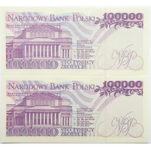 Polska, III RP, 2 X 100 000 złotych 1993, seria AD, UNC, kolejne numery