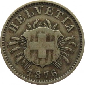 Szwajcaria, 5 rappen 1876 B, Berno, rzadkie