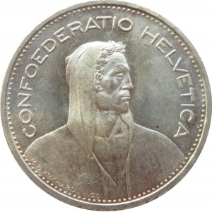 Szwajcaria, 5 franków 1951 B, Berno, niski nakład, UNC