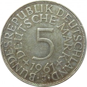 Niemcy, RFN, 5 marek 1961 J, Hamburg, rzadszy rocznik