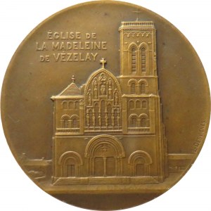 Francja, medal, bazylika p w św. Marii Magdaleny w Vezelay, brąz