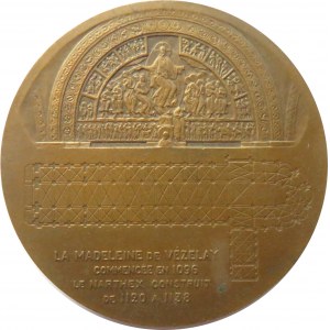 Francja, medal, bazylika p w św. Marii Magdaleny w Vezelay, brąz