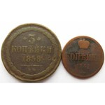 Rosja, Mikołaj I/Aleksander II - lot 10 monet miedzianych kopiejek, Jekaterinburg/Warszawa/Petersburg