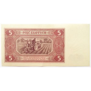 Polska, RP, 5 złotych 1948, seria E, UNC/UNC-