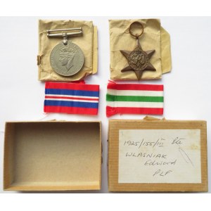 Polska, 2 Korpus, Medal Obrony (1939-45) i Gwiazda Italii, wstążki, oryginalne pudełko